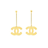 Chanel CC Logo Earrings Bright Gold Tone