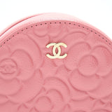 Chanel Camellia Round Clutch With Chain Pink L