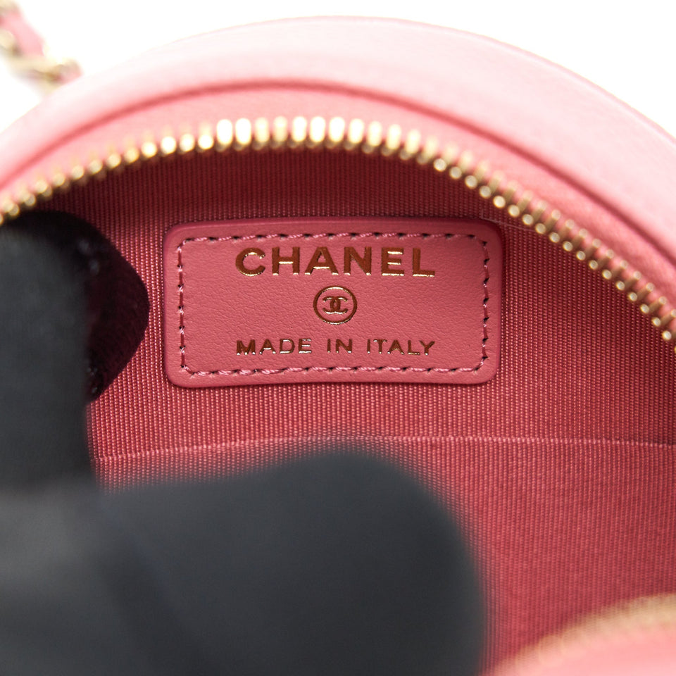 Chanel Camellia Round Clutch With Chain Pink L