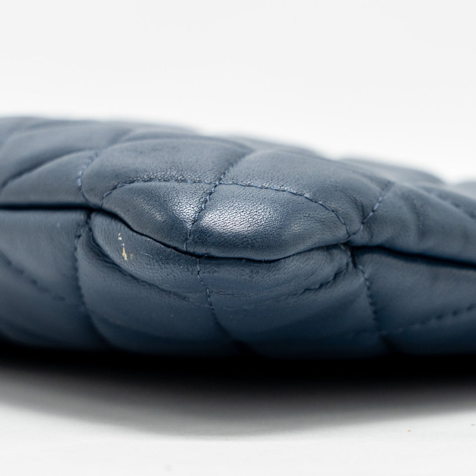 Chanel Classic Quilted Large Clutch Bag Lambskin Navy