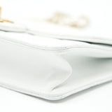 Chanel Quilted Pearl Chain Flap Bag In White