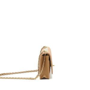 Chanel Trendy CC Wallet On Chain Lambskin Dark Beige L