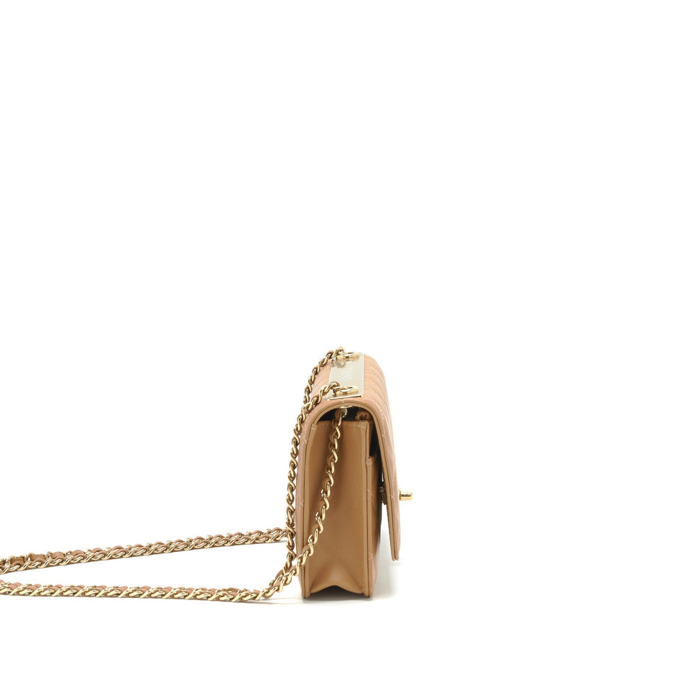 Chanel Trendy CC Wallet On Chain Lambskin Dark Beige L