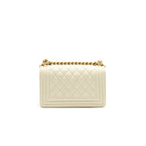 Chanel SMALL BOY BAG CAVIAR LEATHER  IN WHITE