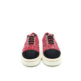 Chanel Size 36.5 Tweed Lace-Up Pearls Flats Shoes