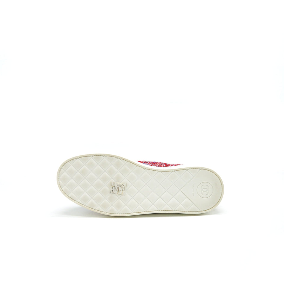 Chanel Size 36.5 Tweed Lace-Up Pearls Flats Shoes