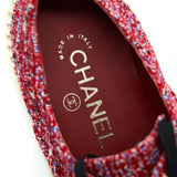 Chanel Size 36.5 Tweed Lace-Up Pearls Flats Shoes
