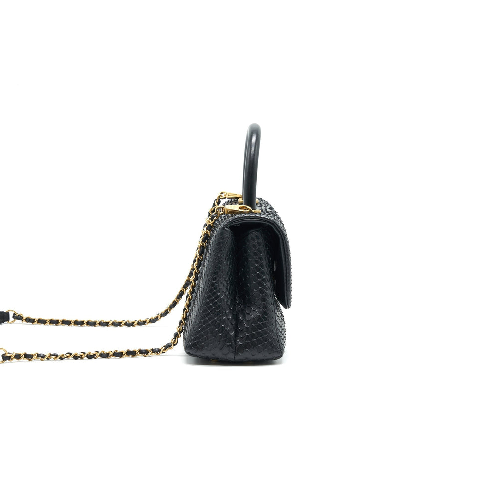 Chanel Coco Handle Mini Python Leather Black