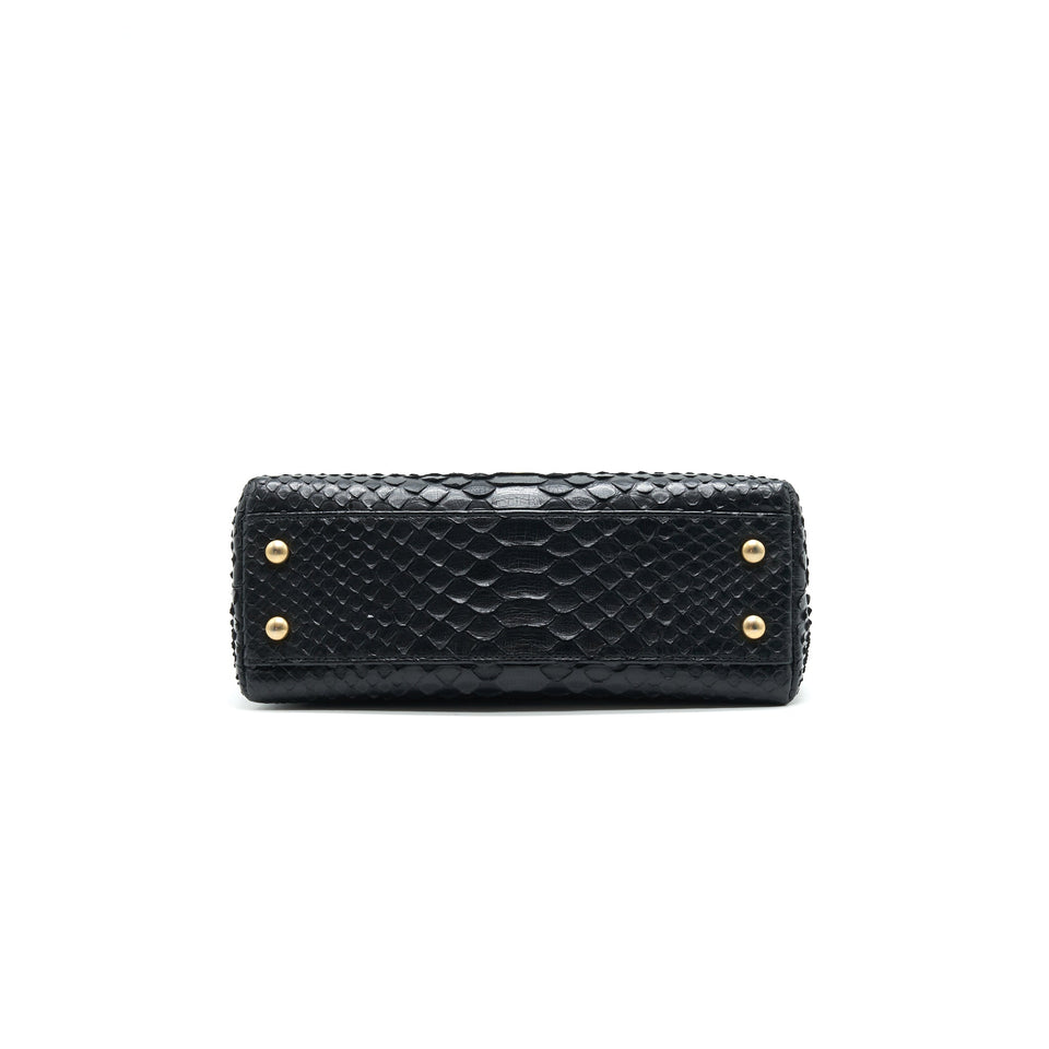 Chanel Coco Handle Mini Python Leather Black
