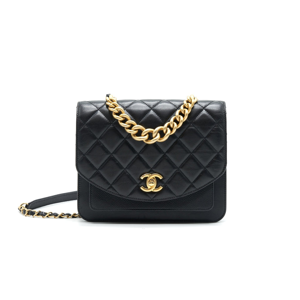 Chanel Quilted Calfskin and Caviar Flap Bag Black