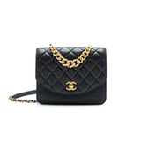 Chanel Quilted Calfskin and Caviar Flap Bag Black