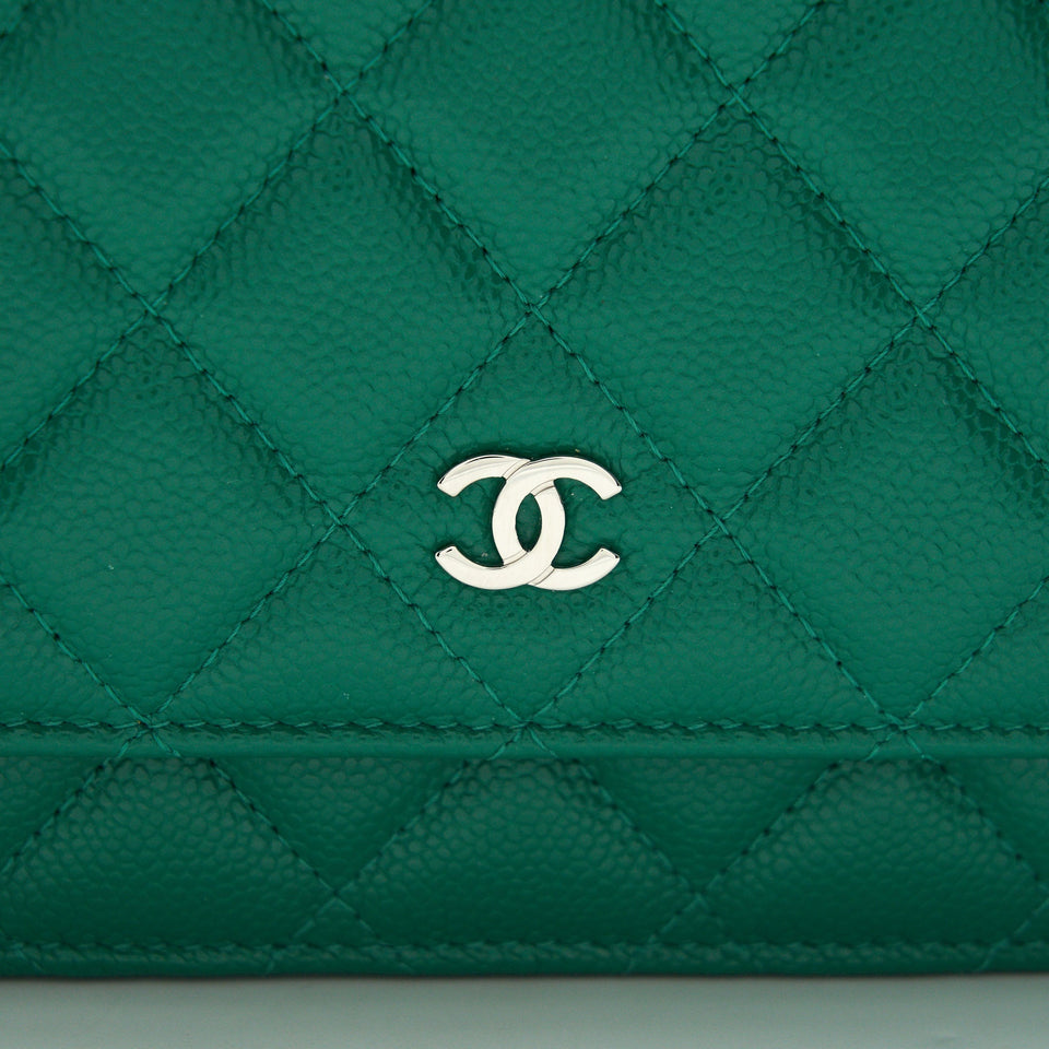 Chanel Classic Wallet On Chain Caviar Green