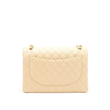 Chanel Maxi Classic Double Flap Bag Caviar beige