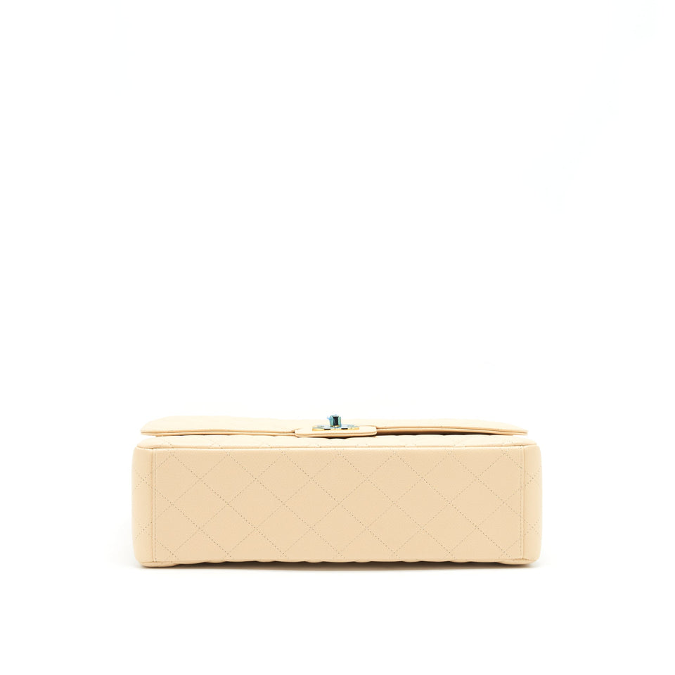 Chanel Maxi Classic Double Flap Bag Caviar beige