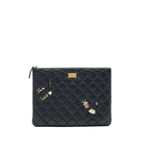 Chanel 2.55 Leather Clutch with Charm Black