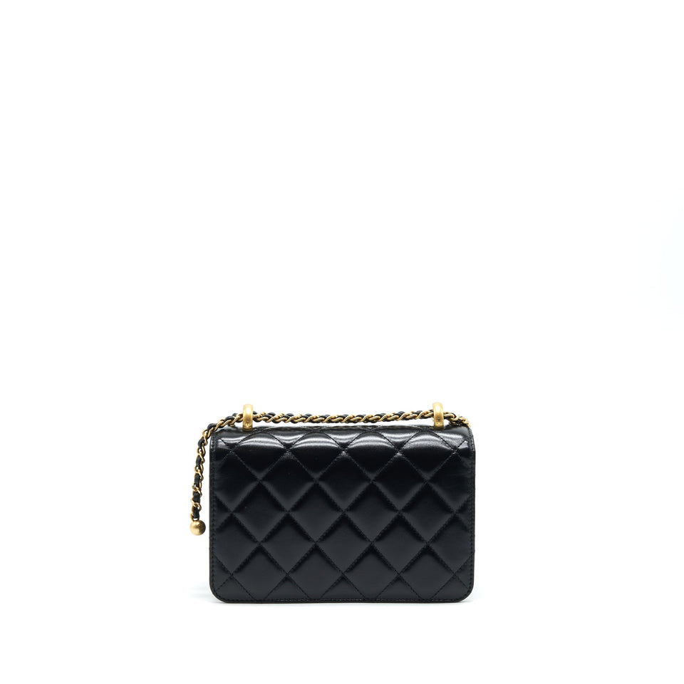 Chanel 21A Gold Crush Mini Flap Bag Calfskin Black