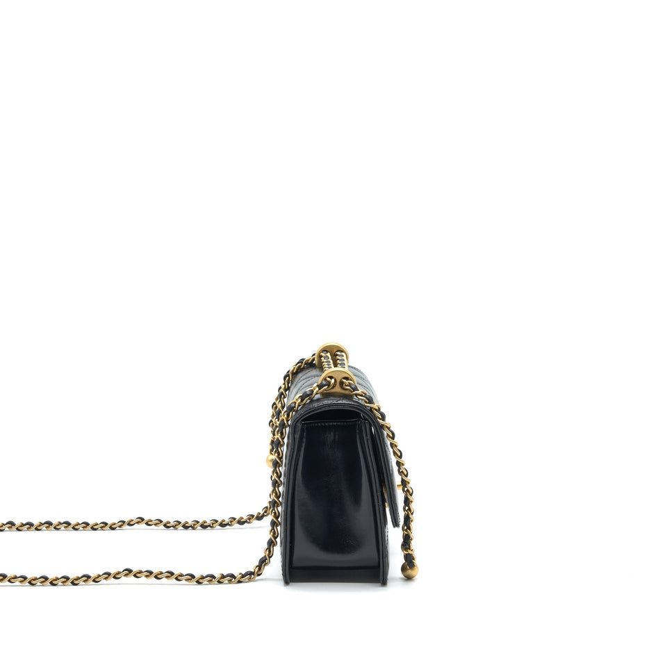 Chanel 21A Gold Crush Mini Flap Bag Calfskin Black
