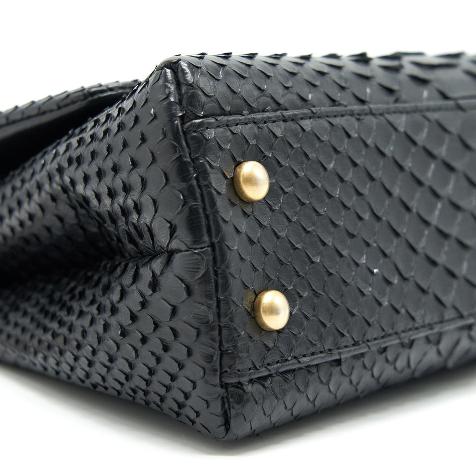 Chanel Coco Handle Mini Python Leather Black