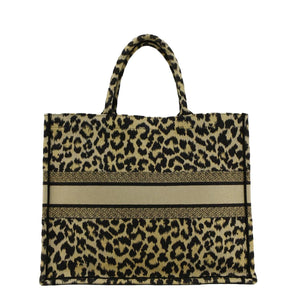 Christian Dior Leopard Medium Book Mizza Embroidered Tote Bag Beige