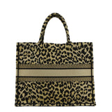 Christian Dior Leopard Medium Book Mizza Embroidered Tote Bag Beige