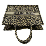 Christian Dior Leopard Medium Book Mizza Embroidered Tote Bag Beige