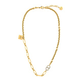 Dior CD with Crystal Chain Long Necklace Gold Tone