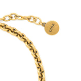 Dior CD with Crystal Chain Long Necklace Gold Tone