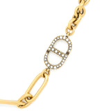 Dior CD with Crystal Chain Long Necklace Gold Tone