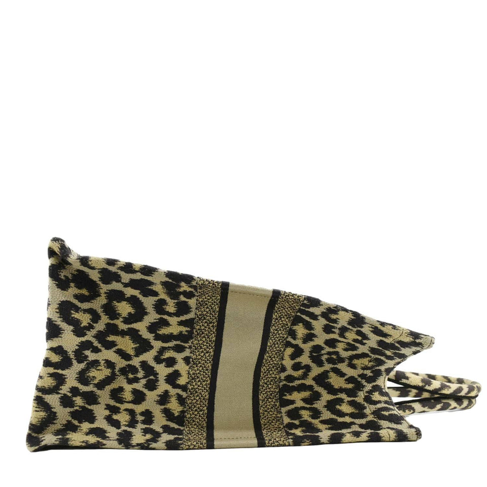 Christian Dior Leopard Medium Book Mizza Embroidered Tote Bag Beige