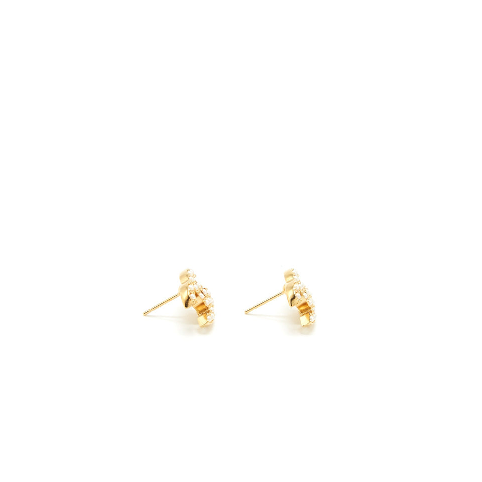 Chanel CC Logo With Pearl Earring Gold Tone