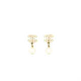 Chanel CC Logo With Pearl Drop Earrings L