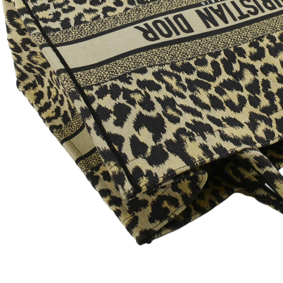 Christian Dior Leopard Medium Book Mizza Embroidered Tote Bag Beige