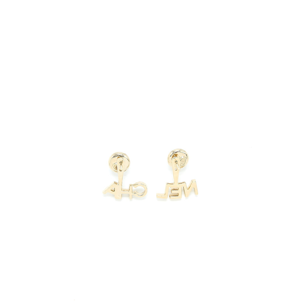 Chanel Letter CC/Logo Earrings Crystal Light Gold Tone