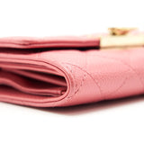 Chanel CAVIAR MEDIUM FLAP WALLET ROSE PINK WITH GOLD CC LOGO