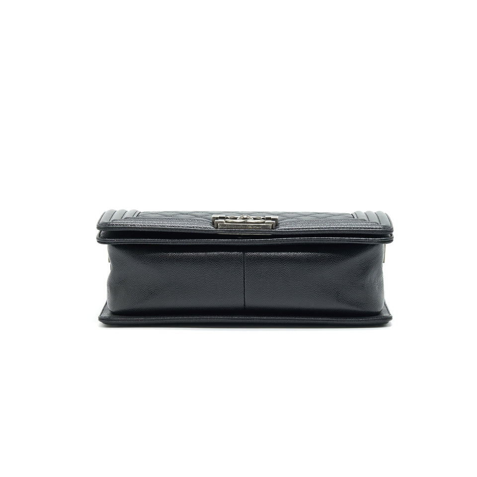 Chanel Caviar Old Medium Leboy Bag Black with Ruthenium Hardware