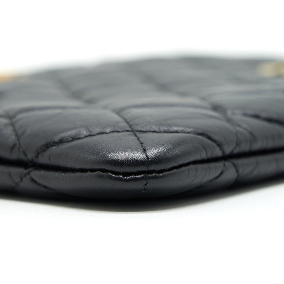 Chanel 2.55 Leather Clutch with Charm Black