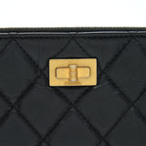Chanel 2.55 Leather Clutch with Charm Black