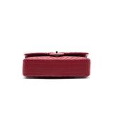 Chanel Medium Classic Double Flap caviar Raspberry Red with L