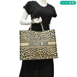 Christian Dior Leopard Medium Book Mizza Embroidered Tote Bag Beige