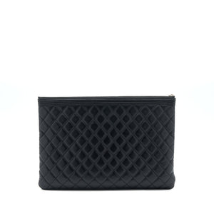 Chanel Boy Clutch Lambskin Black