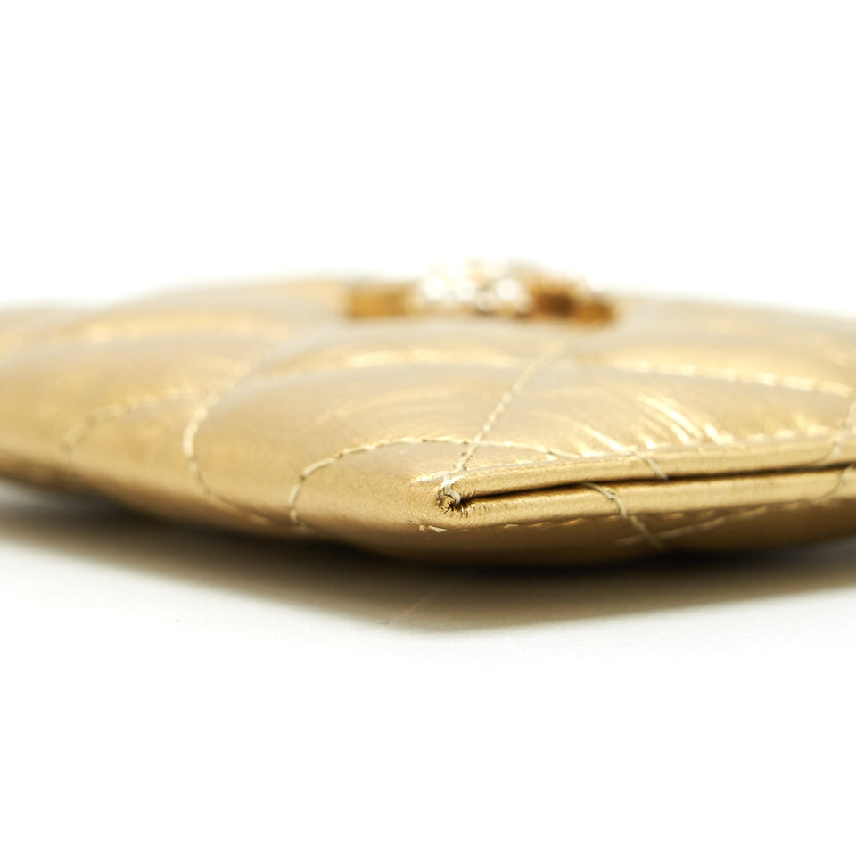Chanel CC Logo  Holder Gold Lambskin