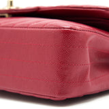 Chanel Medium Classic Double Flap caviar Raspberry Red with L