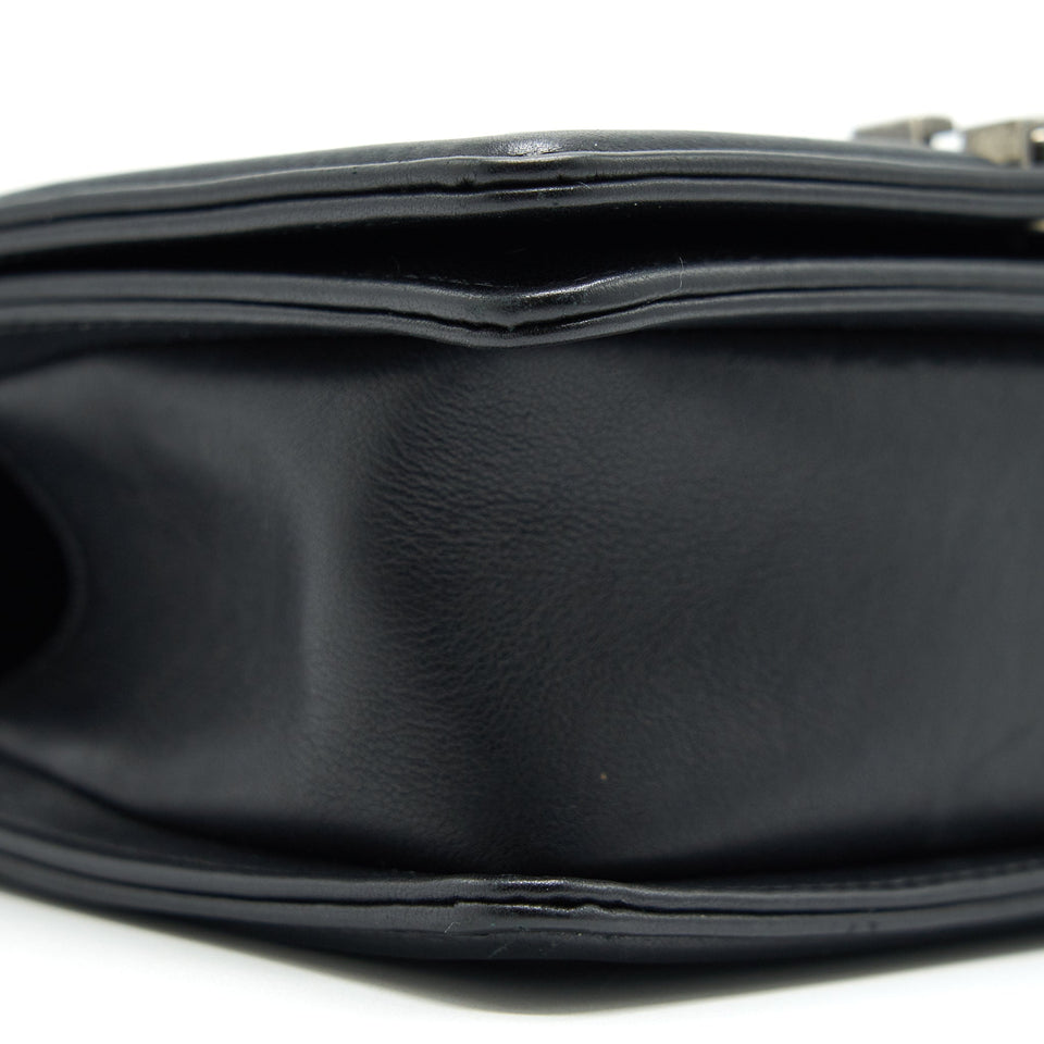 Chanel Small Chevron Leboy Bag Calfskin Black With