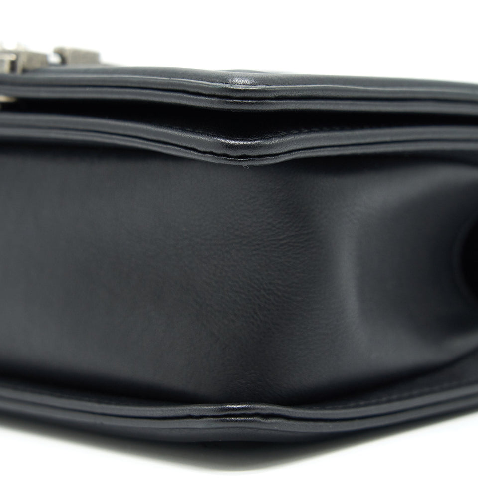 Chanel Small Chevron Leboy Bag Calfskin Black With