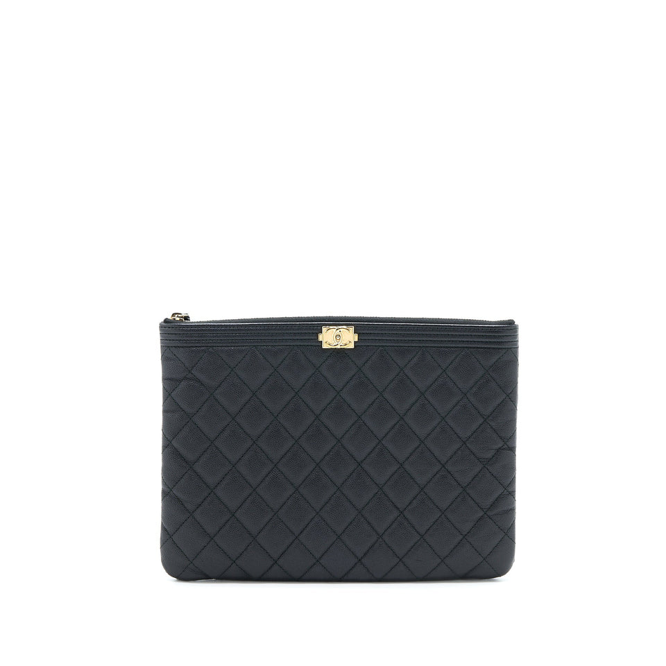 Chanel Boy Clutch Caviar Black
