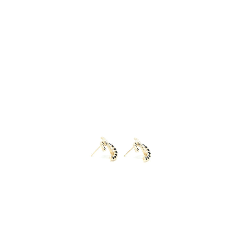 Chanel CC Logo Earrings Black Crystal/Pearl Light Gold Tone
