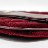 Chanel Folding Clutch Bag Velvet/Lambskin Burgundy L