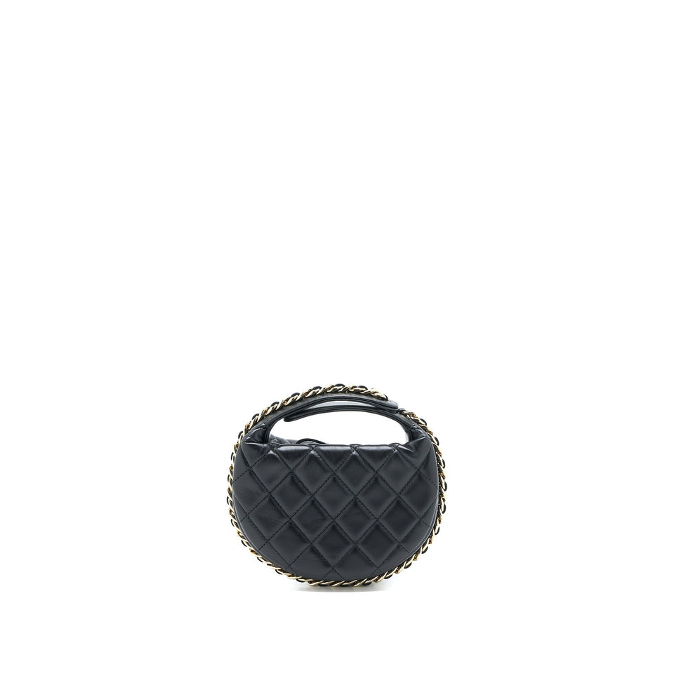 Chanel 23C Round Clutch Lambskin Black L (Microchip)