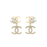 Chanel Logos Earrings With Pearls And Crystal L