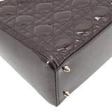 Christian Dior Lady Dior Quilted Patent Leather Shoulder Bag Burgundy